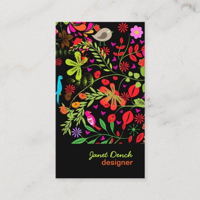 PixDezines RETRO TREE/DIY background color Business Card (Front)