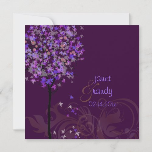 PixDezines retro violet maple trees Invitation