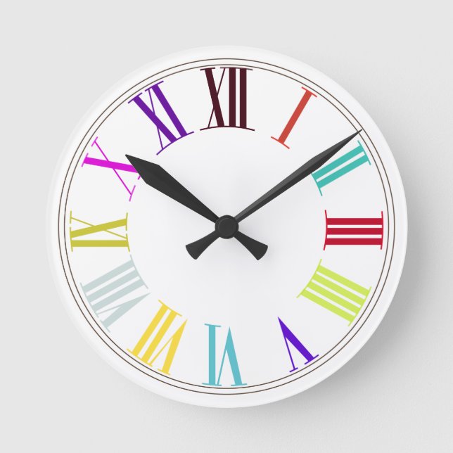 PixDezines Roman Numeros/DIY background color Round Clock (Front)