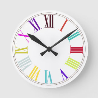 PixDezines Roman Numeros/DIY background color Round Clock