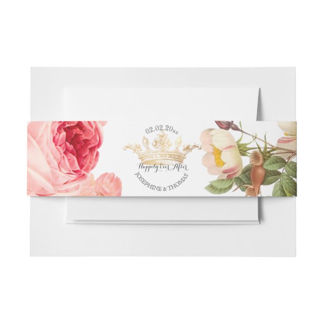 PixDezines Rose Garden/Faux Gold Crown Invitation Belly Band (Front Example)