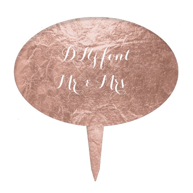 PixDezines Rose Gold/Faux Foil Cake Topper (Front)
