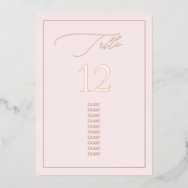 PixDezines Rose Gold Foil Luxe Calligraphy Table# Foil Invitation (Front)