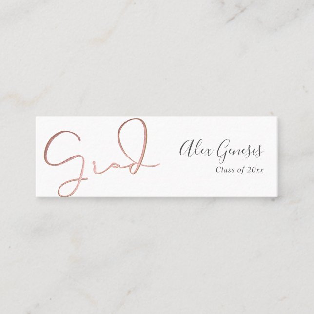 PixDezines Rose Gold Grad Name Card (Front)