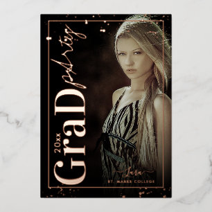 PixDezines Rose Gold Graduation Party Real Foil Invitation