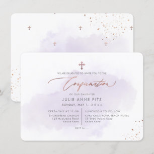 PixDezines Rose Gold H2 Purple Washed Confirmation Invitation