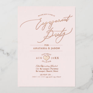 PixDezines Rose Gold Luxe Calligraphy Engagement Foil Invitation