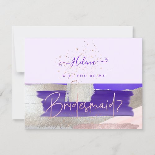 PixDezines Rose GoldPurple Will You  Bridesmaid Invitation