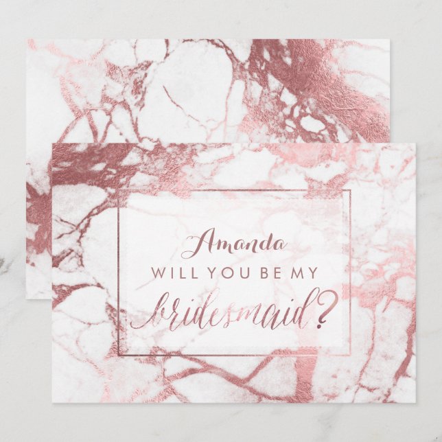 PixDezines Rose Gold Will You Be My Bridesmaid Invitation (Front/Back)