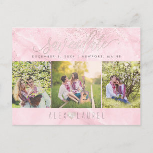 PixDezines Rose Quartz Save Date/Blush Confetti Postcard