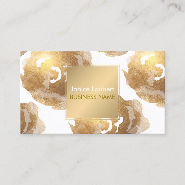 PixDezines Roses/Faux Gold Foil/DIY background Business Card (Front)