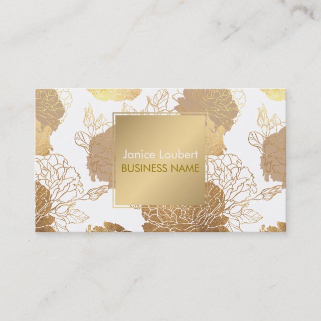 PixDezines Roses/Faux Gold Foil/DIY background Business Card (Front)