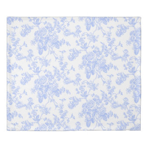 PixDezines Roses Toile/Serenity Blue/Stripes Duvet Cover