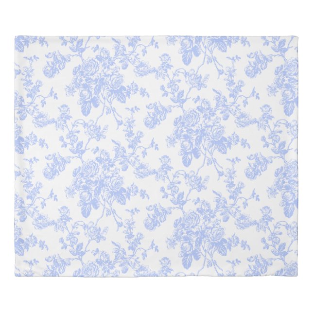 PixDezines Roses Toile/Serenity Blue/Stripes Duvet Cover (Front)
