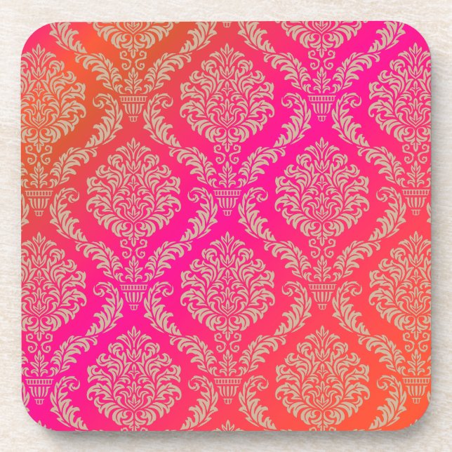PixDezines Rosette Damask/DIY background color Drink Coaster (Front)