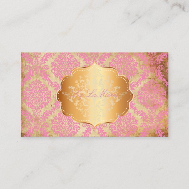 PixDezines Rosette damask/faux parchment Business Card (Front)