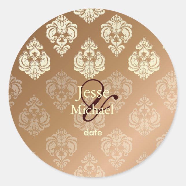 PixDezines Rossellini Damask Classic Round Sticker (Front)
