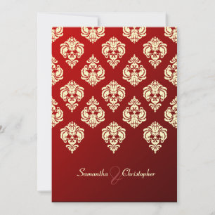 PixDezines Rossellini Damask, Ivory + Red Velvet Invitation