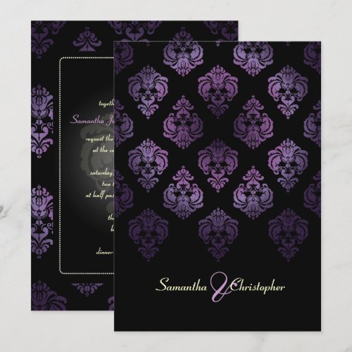 PixDezines Rossellini Damask, Lavender/Black Personalized Announcement
