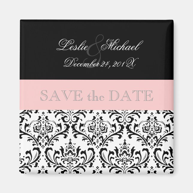 PixDezines Rossi Damask, Black+White Magnet (Front)