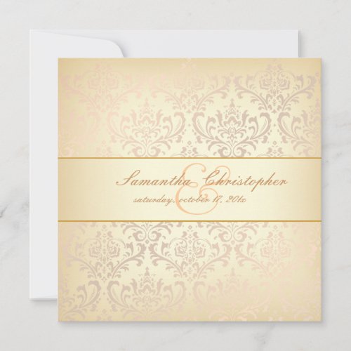 PixDezines Rossi Damask, Champagne Personalized Invitations