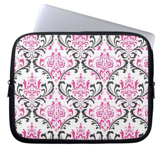 PixDezines Rossi Damask/DIY background color! Laptop Sleeve (Front)