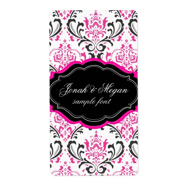PixDezines Rossi Damask/DIY/black+hot pink Label (Front)