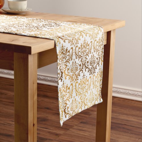 PixDezines Rossi DamaskGolden Tone Short Table Runner