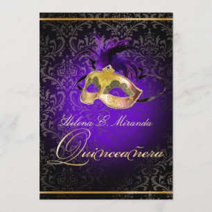 PixDezines Rossi Damask/Masquerade/DIY/Purple Invitation