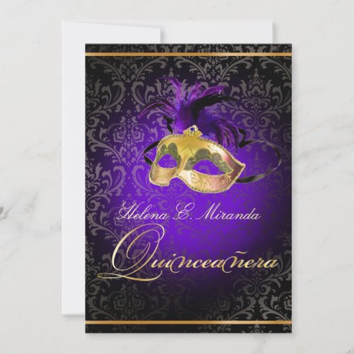 PixDezines Rossi DamaskMasqueradeDIYPurple Invitation