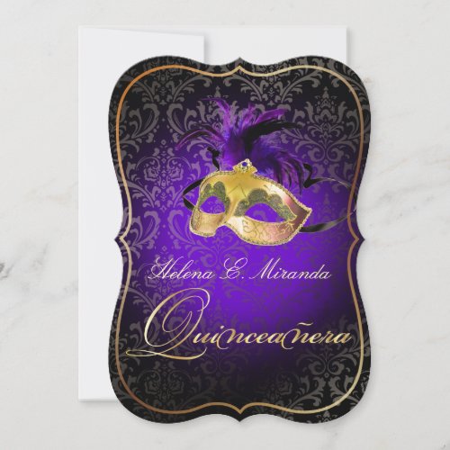 PixDezines Rossi DamaskMasqueradeDIYPurple Invitation