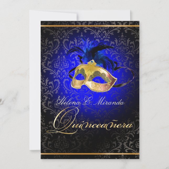 PixDezines Rossi Damask/Masquerade/DIY/sapphire Invitation (Front)