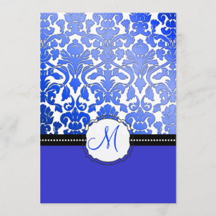 PixDezines royal blue flora damask/diy background Invitation