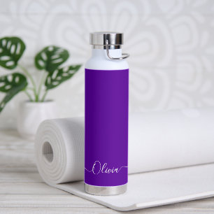 PixDezines Royal Purple DIY Color Monogram Water Bottle