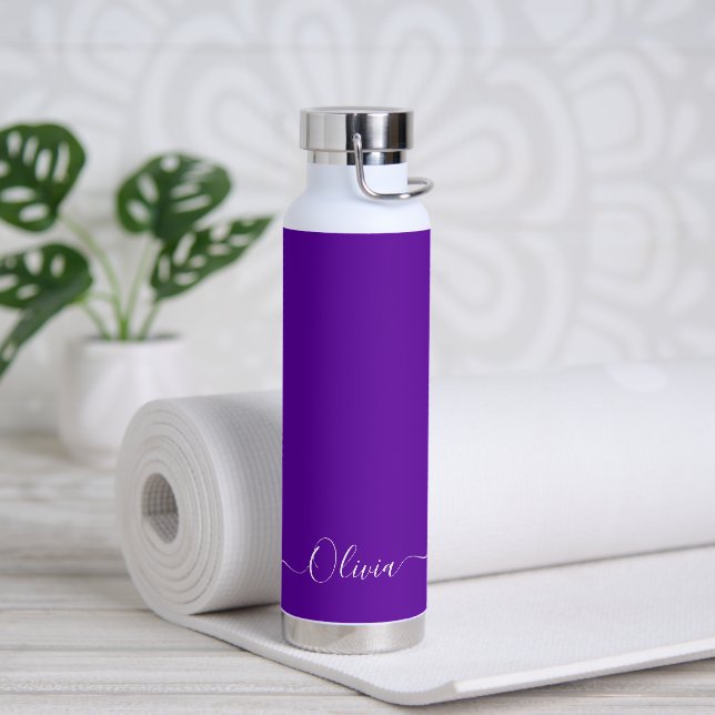 PixDezines Royal Purple DIY Color Monogram Water Bottle (Yoga)