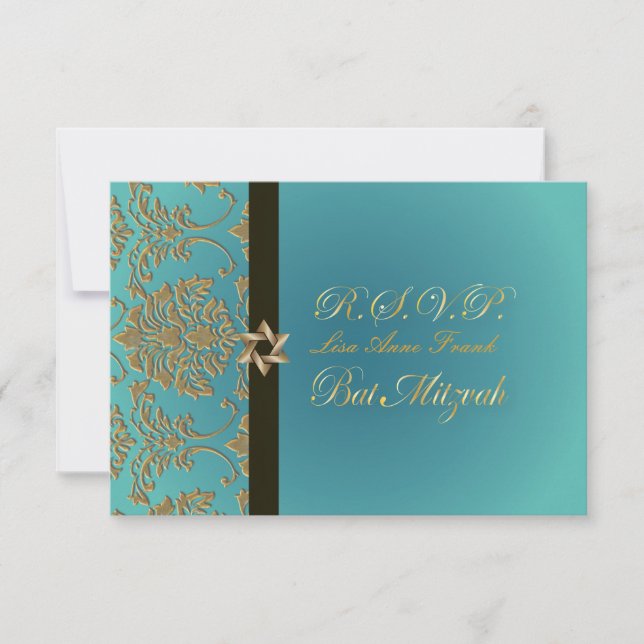 PixDezines rsvp bat mitzvah+faux gold damask (Front)