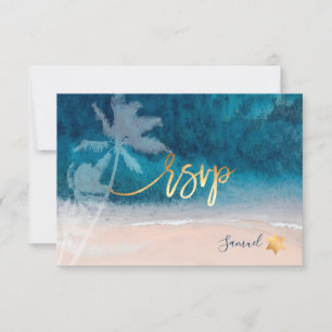 PixDezines RSVP Beach Palm Trees Bar Mitzvah Card