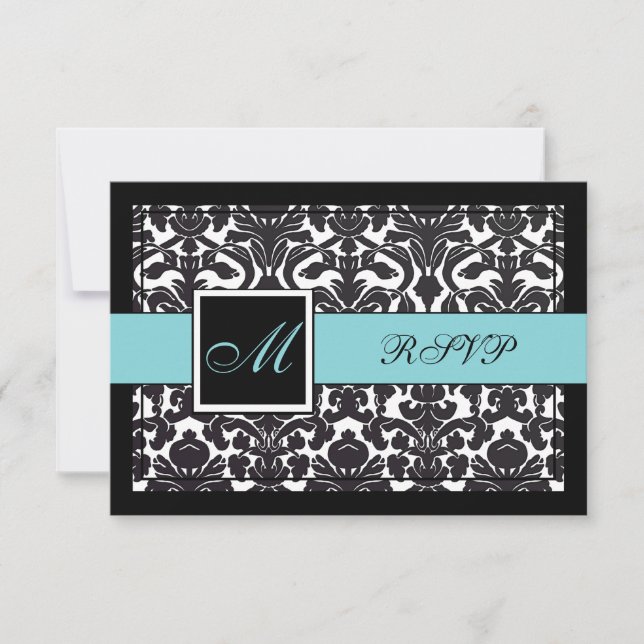 PixDezines rsvp Black Flora Damask/DIY colors Card (Front)