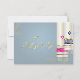 PixDezines RSVP Blue/Pink Tallits/B'nai Mitzvah Card