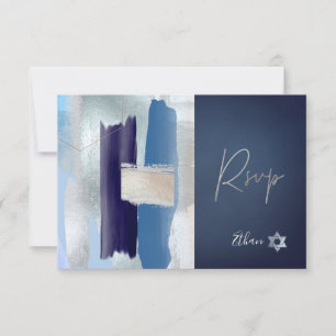 PixDezines RSVP Blues Watercolor Bar Mitzvah ✡