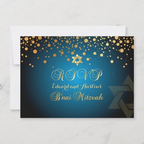 PixDezines RSVP BNAI MITZVAHGOLD CONFETTI RSVP Card