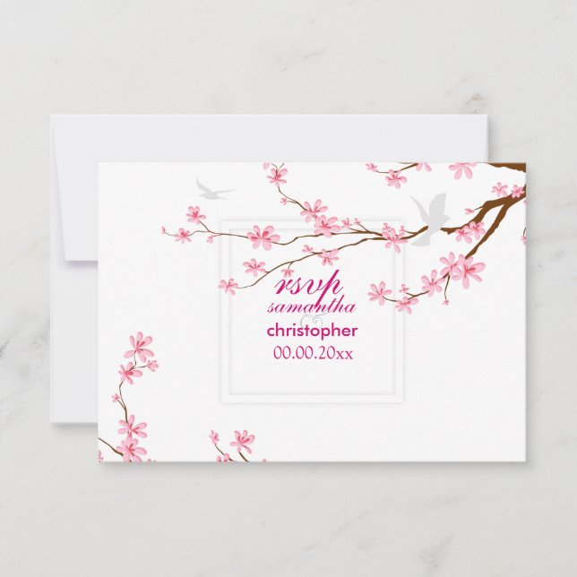PixDezines RSVP CHERRY BLOSSOMS/DIY BACKGROUND Card (Front)