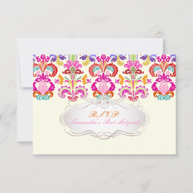 PixDezines rsvp color Isabella damask/bat mitzvah (Front)