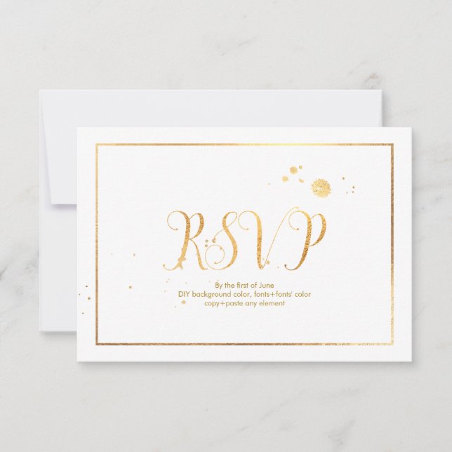 PixDezines RSVP Dazzled/Faux Gold/DIY Background Card (Front)