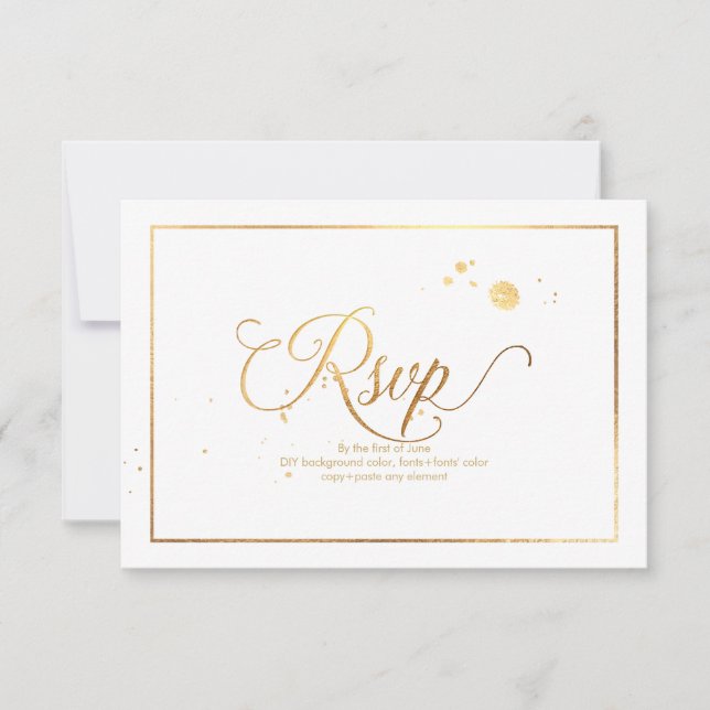 PixDezines RSVP Dazzled/Faux Gold/DIY Background Card (Front)