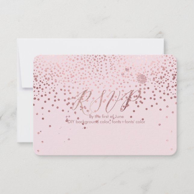PixDezines RSVP Dazzled/Faux Rose Gold/Rose Quartz Card (Front)