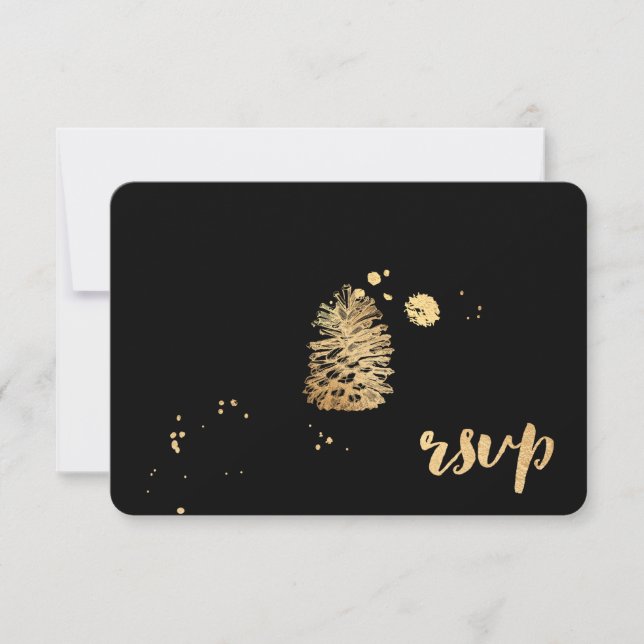 PixDezines rsvp dazzled/gold/pinecone/soiree Card (Front)