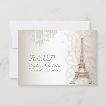 Pixdezines Rsvp Faux Bronze Eiffel Tower/champagne by custom_stationery at Zazzle