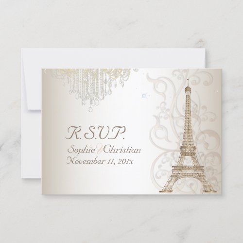 PixDezines RSVP Faux Bronze Eiffel TowerChampagne