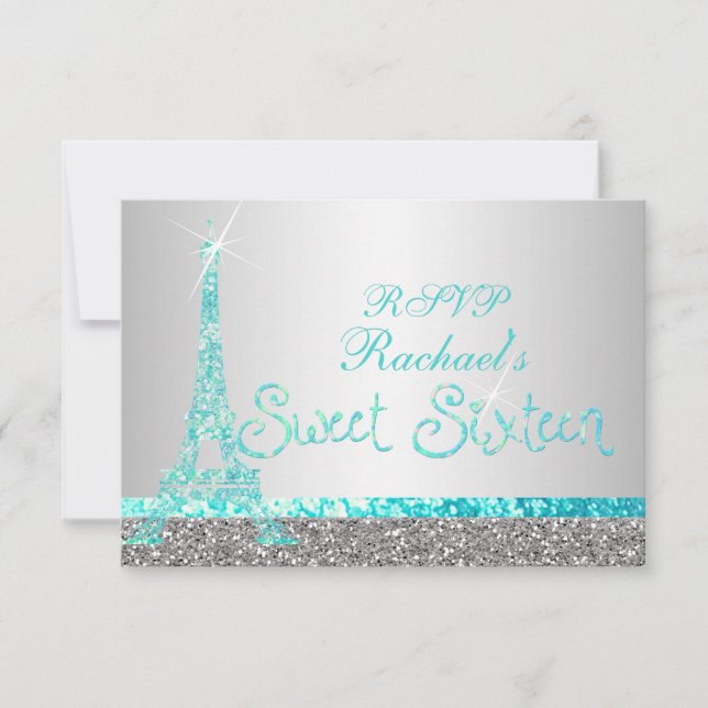 PixDezines rsvp faux glitter eiffel/sweet sixteen (Front)